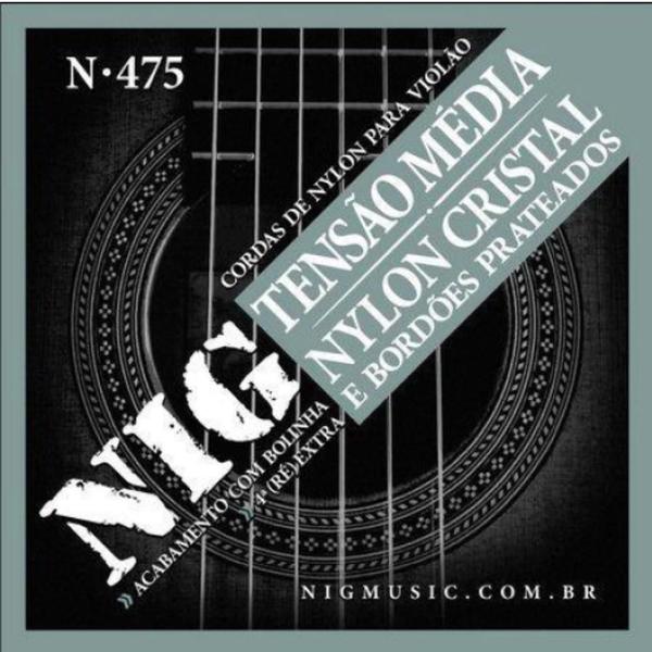 Encordoamento Violão Nylon Cristal/Prateada Tensão Média N475 C/ Bolinha - NIG