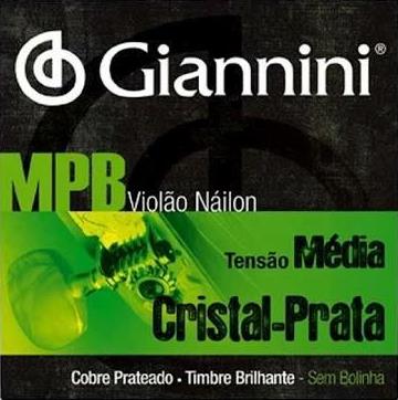 Encordoamento Violão Nylon Giannini MPB Cristal Prata - Tensão Média - GENWS