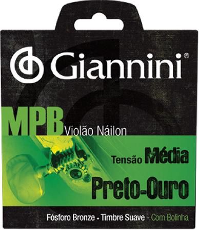 Encordoamento Violao Nylon Preto-ouro Tensão Média com Bolinha Genwbg - Giannini