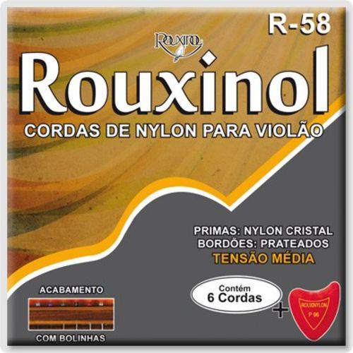 Encordoamento Violão Rouxinol R58 Nylon Cris/prateada T.media C/bolinha