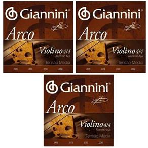 3 Encordoamento Violino 4/4 Giannini Geavva Tensão Media