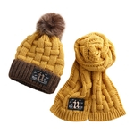 Engrossar Pompom Bobble Hat Scarf Set Set Knitting Quente For Kids Inverno Queda Wear