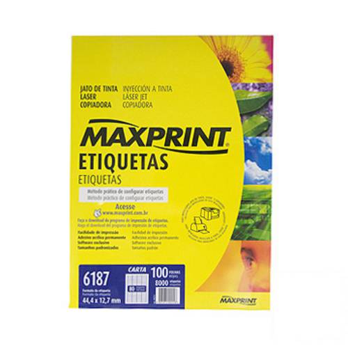 Etiqueta Maxprint 6187 Carta Ref.. 49222-3 Cx C/ 100fls