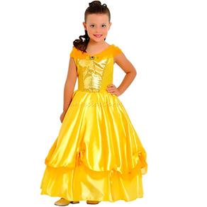 Fantasia Princesa Dourada Infantil Luxo Sulamericana - M / 5 - 8