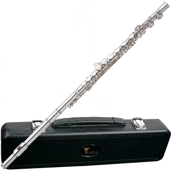 Flauta Eagle FL03S Prateada Transversal em Dó + Case Luxo