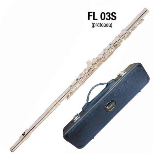 Flauta Eagle Fl03s Prateada Transversal em Dó Case Luxo