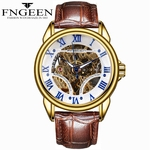 FNGEEN Water Resistant Leather Strap Watch Automatic Mechanical Men Watch