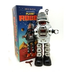 Folha de flandres Nostalgic Clockwork Cadeia Fotografia Toy Props Esgrima Robot MS430