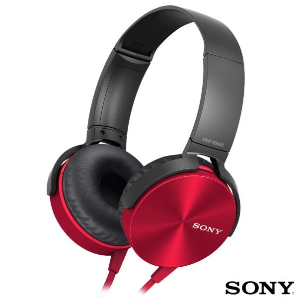 Fone De Ouvido Sony Headphone Com Extra Bass Vermelho Mdr Xb450ap Vermelho