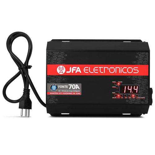 Fonte Automotiva Jfa 70a 3500w Sci Carregador Bateria Bivolt Display Led Voltímetro Amperímetro