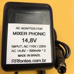 Fonte Carregador 14,8V Mixer Phonic Am25 Am55 Am105 Fx Am125 Fx Am240 D AM440 D Am532 Am1621 Fx