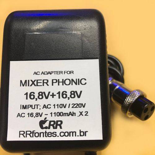 Fonte Carregador Mesa Phonic Mr 1843x Plug 3 Pinos 16,8v 1,1A Bivolt