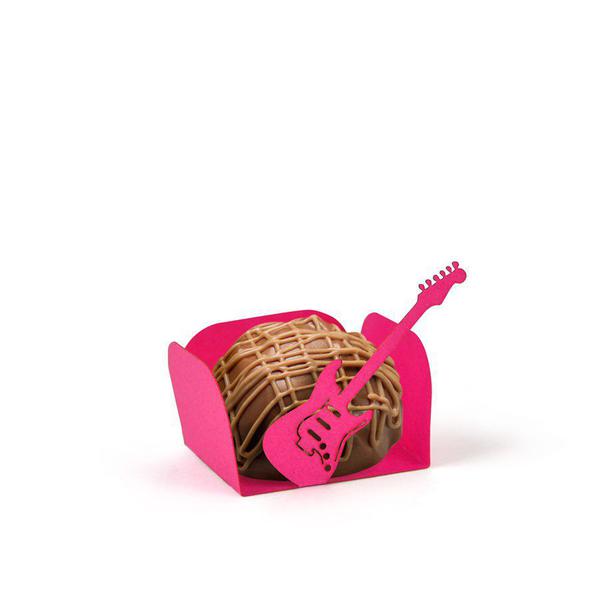 Forminhas para Doces Vazada Guitarra Rosa Pink 10 Unidades - Festabox