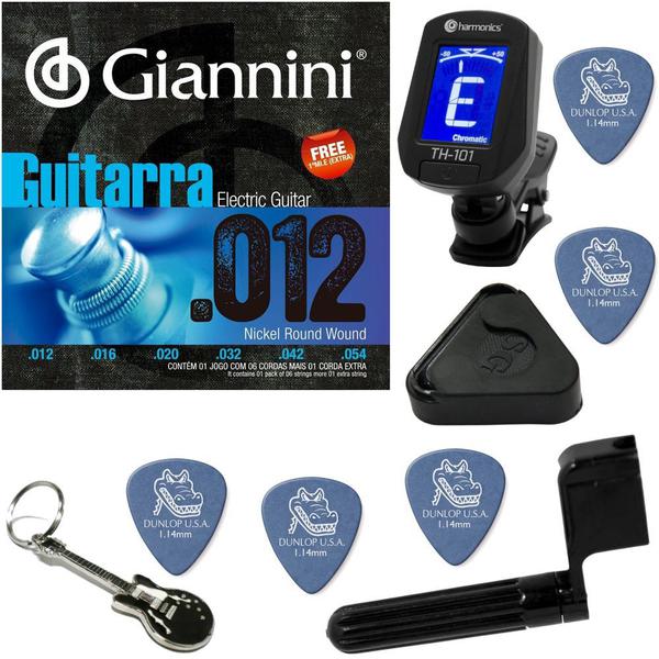 Giannini GEEGST12 Nickel Wound Cordas de Guitarra 012 054 + Kit de Acessórios IZ2