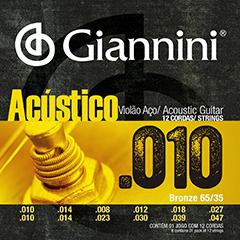 Giannini GESWA 12 ENCORDOAMENTO VIOLÃO AÇO 12 CORDAS 010