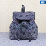 Grande Capacidade Luminous Backpack padrão geométrico Pu Leather Backpack For Women Travel Bag