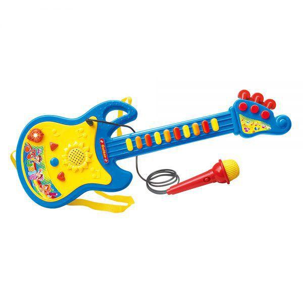 Guitarra C/ Microfone Brinquedo Infantil Bebês Musical Som Luzes - Dm Toys
