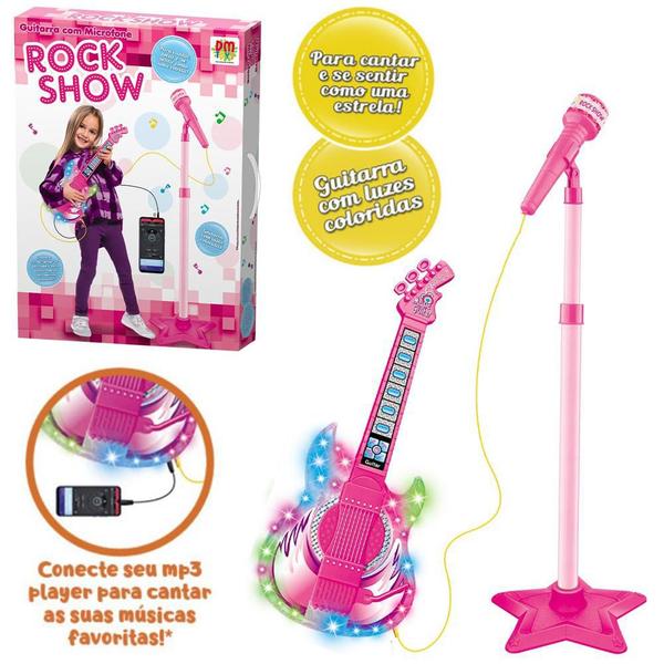 Guitarra com Microfone Pedestal Rock Show - Dm Toys