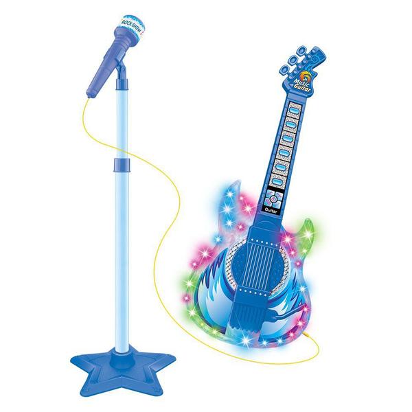 Guitarra com Microfone Pedestal Rock Show - Dm Toys