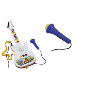 Guitarra com Microfone Som e Luz Musical Infantil Educativo
