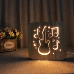 Guitarra de madeira Lâmpada crianças decoração do quarto Luz Quente LED Noite USB Para Crianças presente