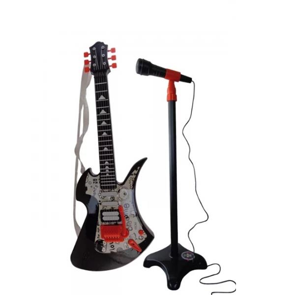 Guitarra Eletrica Infantil com Microfone Karaoke Musical Pedestal Menina Menino - Faça Resolva