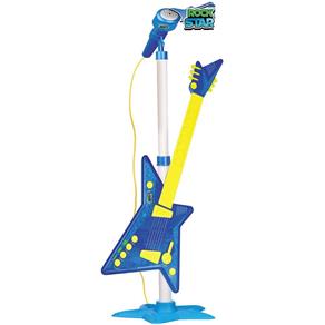 Guitarra Eletrônica Infantil Rock Star Microfone Rosa Azul Menino Menina Cordas Modelo ZP00219 Zoop Toys