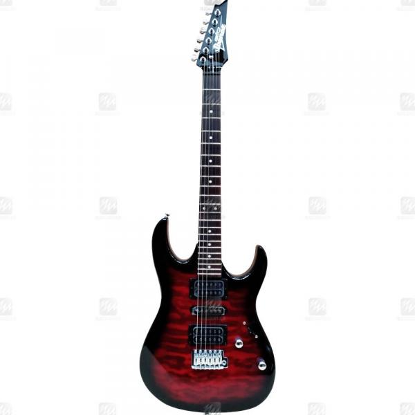 Guitarra Ibanez GRX 70QA Preto/Vermelho Rajado Captação 2 Humbucker + 1 Single Double Lock - Ibanez