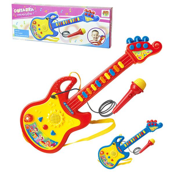 Guitarra Infantil com Microfone Dm Toys Colorido