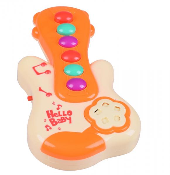 Guitarra Infantil de Brinquedo Musical para Bebê 18 Meses Amarelo e Laranja - Company Kids