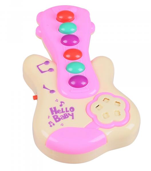 Guitarra Infantil de Brinquedo Musical para Bebê 18 Meses Amarelo e Rosa - Company Kids