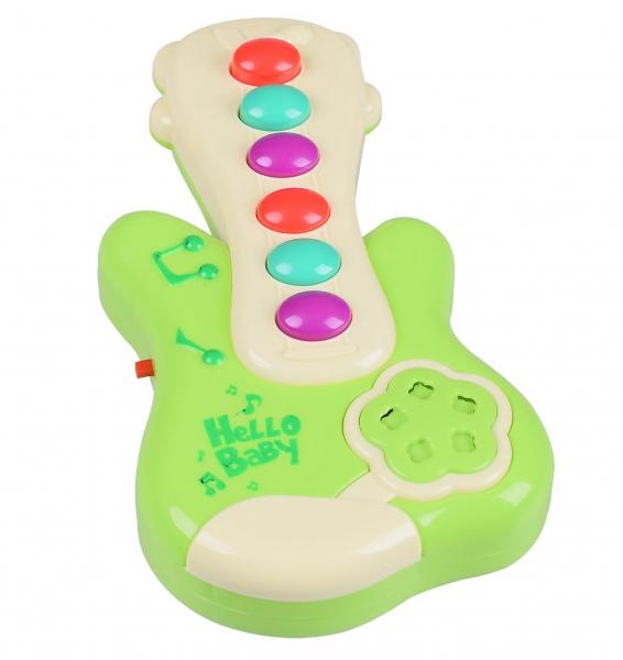 Guitarra Infantil de Brinquedo Musical para Bebê 18 Meses Verde e Amarelo - Company Kids