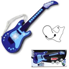 Guitarra Infantil Eletrônica Infantil com Mixagem Azul Unik