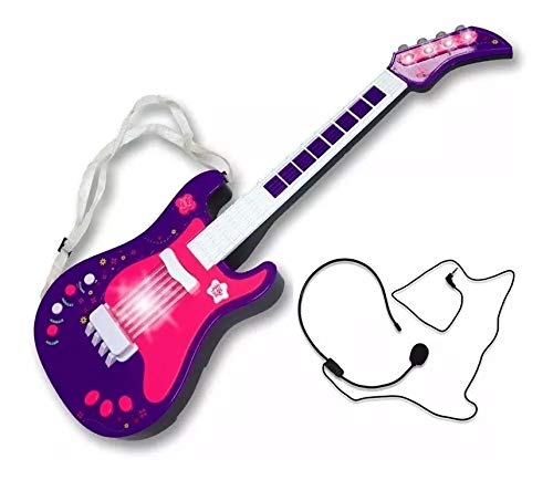 Guitarra Infantil Eletrônica Infantil com Mixagem Roxo Unik