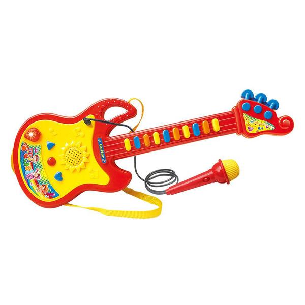 Guitarra Infantil Musical com Luz e Microfone de Plastico 15x45cm - eu Quero Presentear