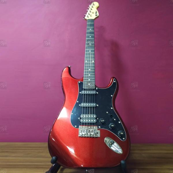 Guitarra Infantil Strato JR Vermelho Metálico com Escudo Preto e Captação 1 Humbucker 2 Single - PHX