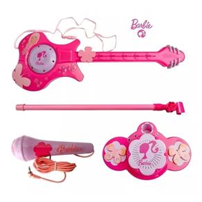 Guitarra Musical e Microfone com Pedestal Rosa Barbie - Imc Ref 783959