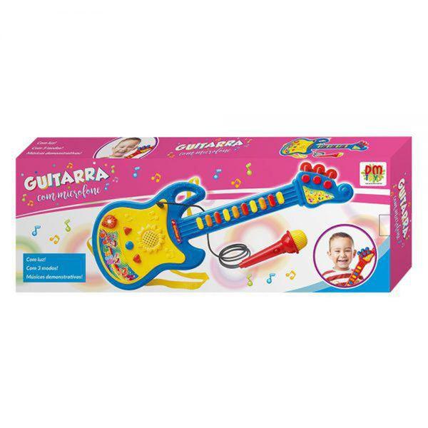 Guitarra Musical Infantil 45cm C/ Microfone Luz Som 3 Modos Musicais - 134256 - Dm Brasil