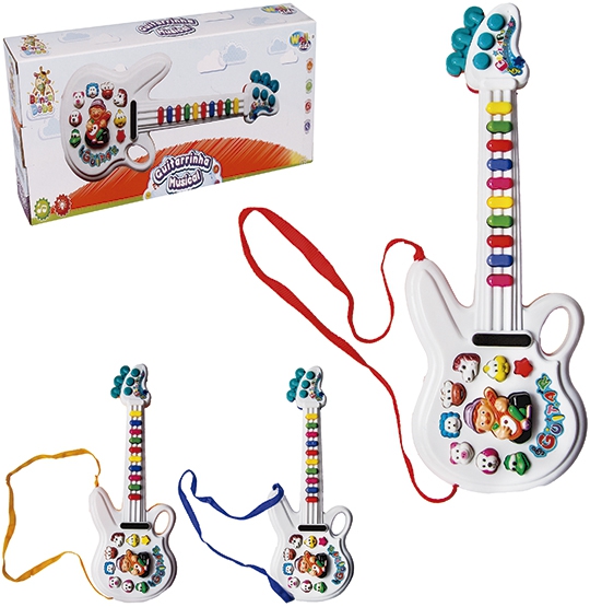 Guitarra Musical Infantil Animais da Fazenda Colors com Luz - Wellmix