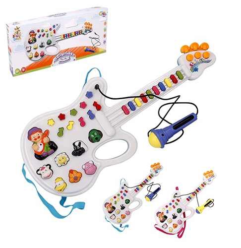 Guitarra Musical Infantil Animais da Fazenda com Microfone Colors + Luz a Pilha - Wellmix