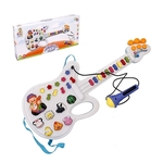 Guitarra Musical Infantil Animais Da Fazenda Com Microfone Colors + Luz A Pilha WellmIx