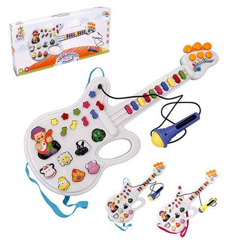 Guitarra Musical Infantil Animais da Fazenda com Microfone Colors Luz a Pilha