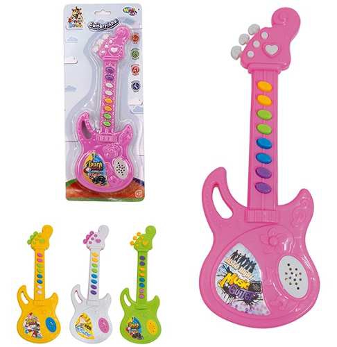Guitarra Musical Infantil Baby Brinca Bebe Colors a Pilha na Cartela - Wellmix