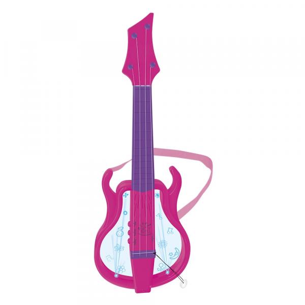 Guitarra Musical Infantil Eletrônica Rosa com Som e Luzes - Dm Toys