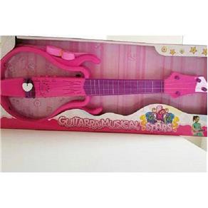 Guitarra Musical Infantil Eletrônica Rosa com Som e Luzes