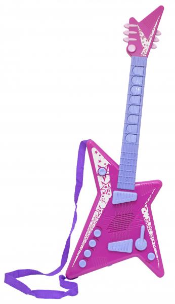 Guitarra Musical Infantil Mega Star Feminino Rosa de Brinquedo BBR TOYS