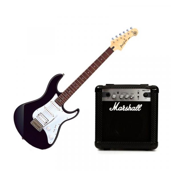 Guitarra Strato Yamaha Pacifica e Amplificador de Guitarra Marshall