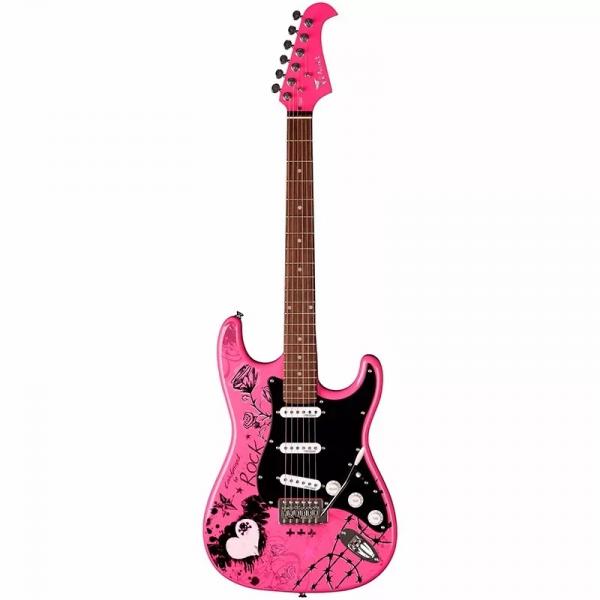 - Guitarra Stratocaster Eagle Egp10 Rosa Pink - Egp10-cr