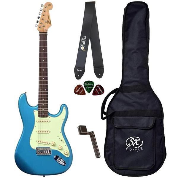 Guitarra Stratocaster SX SST62 Azul Bag Correia Encordoador - Shelter