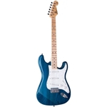 Guitarra Sx Sstash Escala Maple Escudo Madre Perola Tbu- Azul Transparente